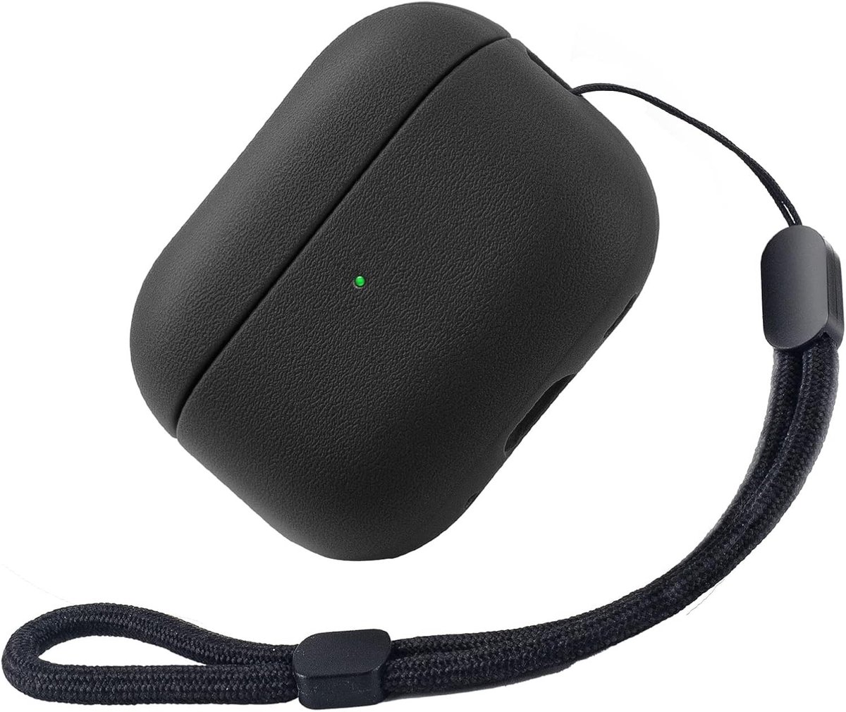 Beschermende TPU Hoes voor Airpods Pro 3e Generatie met Polsband en Textuurdesign in Zwart - Duurzaam, Stijlvol en Functioneel