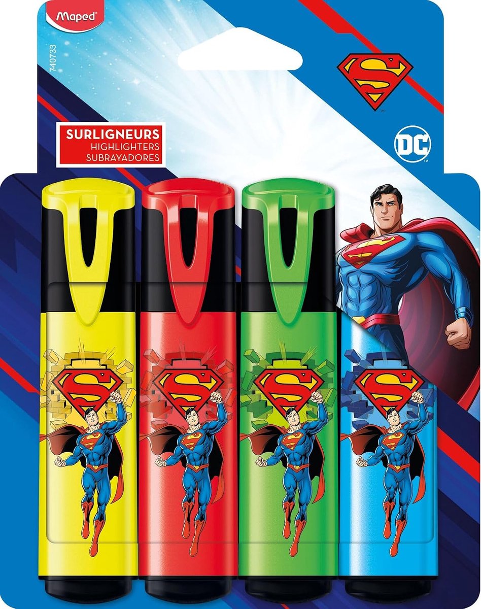 SnelShoppen - Set van 4 Markeerstiften met Levende Kleuren, Afgeschuinde Punt, Schoolmarkers voor Kinderen en Volwassenen, Perfect voor Notities en Cr