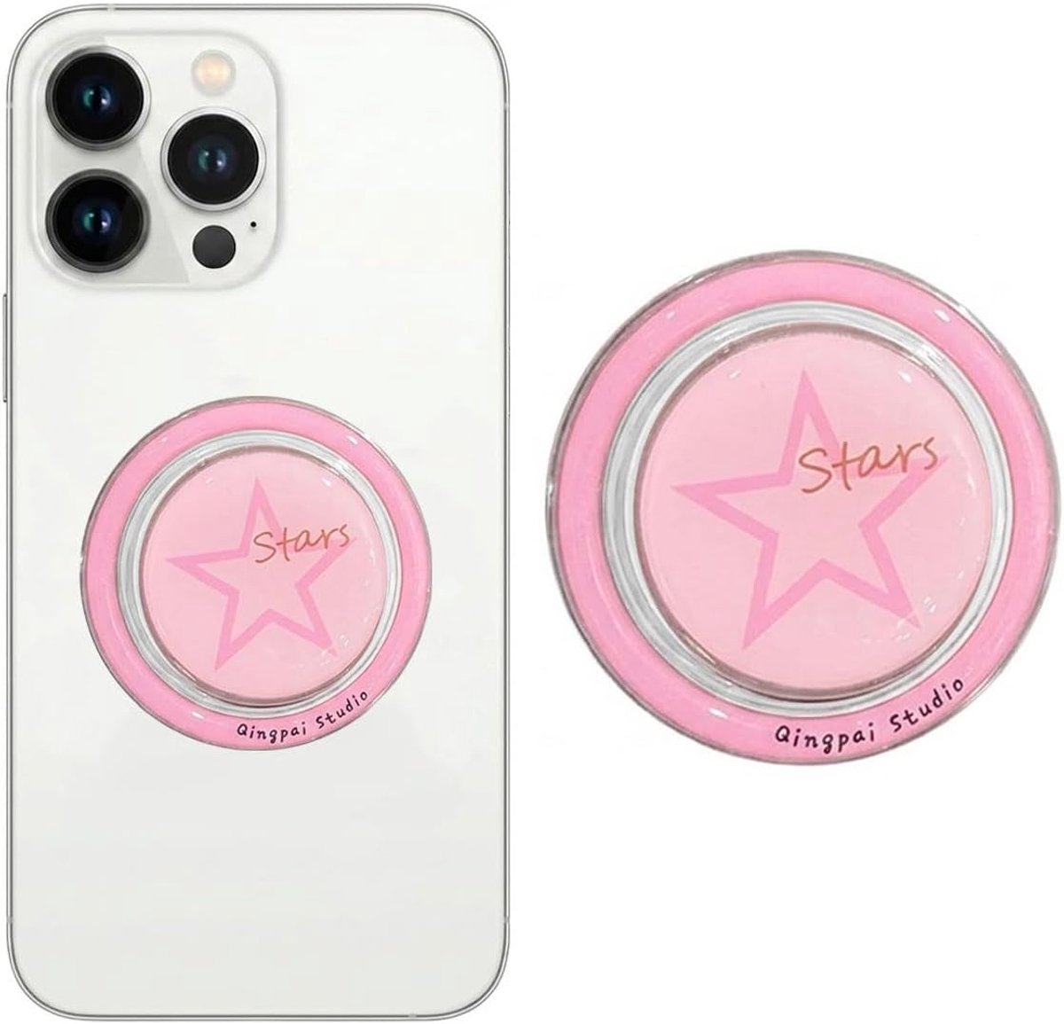 AORHOFJ Magnetische handgreep, vlinderdesign, roze, mobiele telefoonringhouder, inklapbare standaard en handgreep - ShopVlot