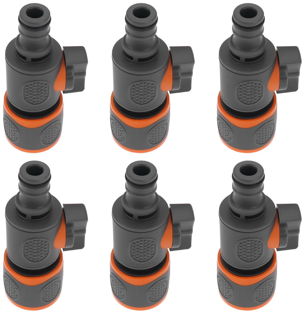 Inovra- Tuinslang Snelkoppeling Set van 6 - 16 mm Aansluiting - Afsluitventiel - Compatibel met 1/2/3/4 Inch Slangen - Duurzaam ABS-Materiaal - Quick Connect Design