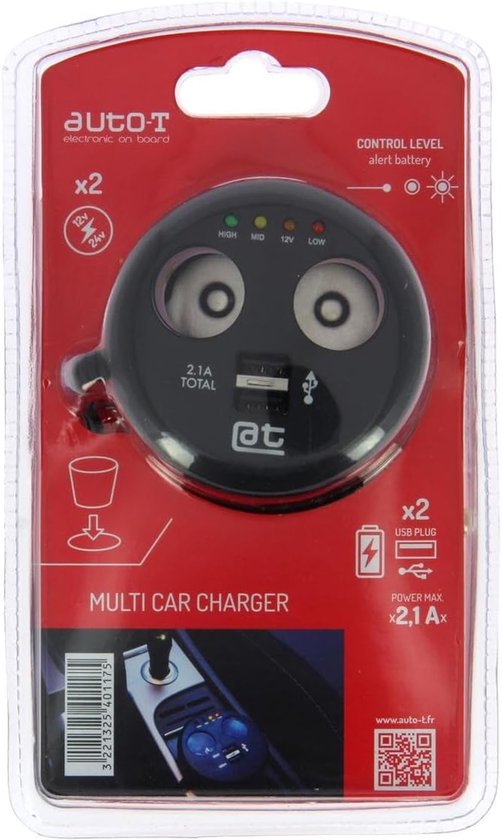 Thijox - Oplader met Meervoudige Stekker 12/24V + USB + LED voor Auto, Bekerhouder Stekkerblok voor Mobiele Telefoon, GPS, Koelbox en Fotoapparaat, Id — afbeelding 3