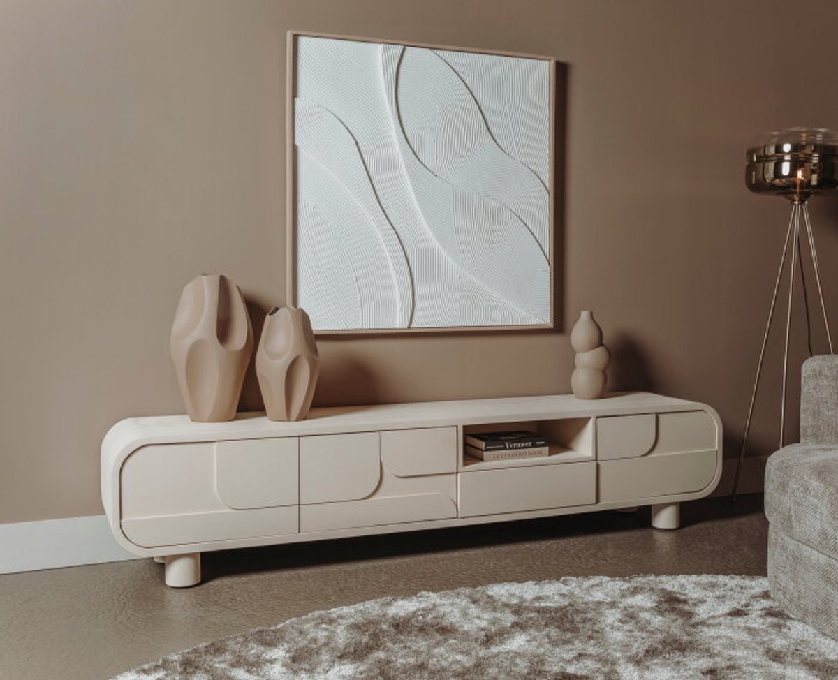 Tower Living Alviano TV stand 3 drs + open niche + 1 drw - 210x40x45 Beige