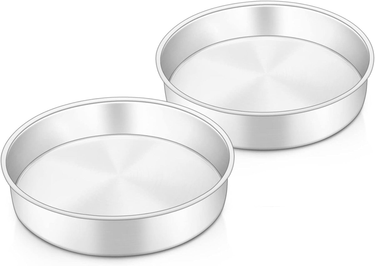 Set van 2 Ronde Taartvormen van RVS, Ideaal voor Verjaardagstaarten, Bruidsgebak en Kersttaarten, Gezond en Makkelijk Schoon te Maken, 24 cm