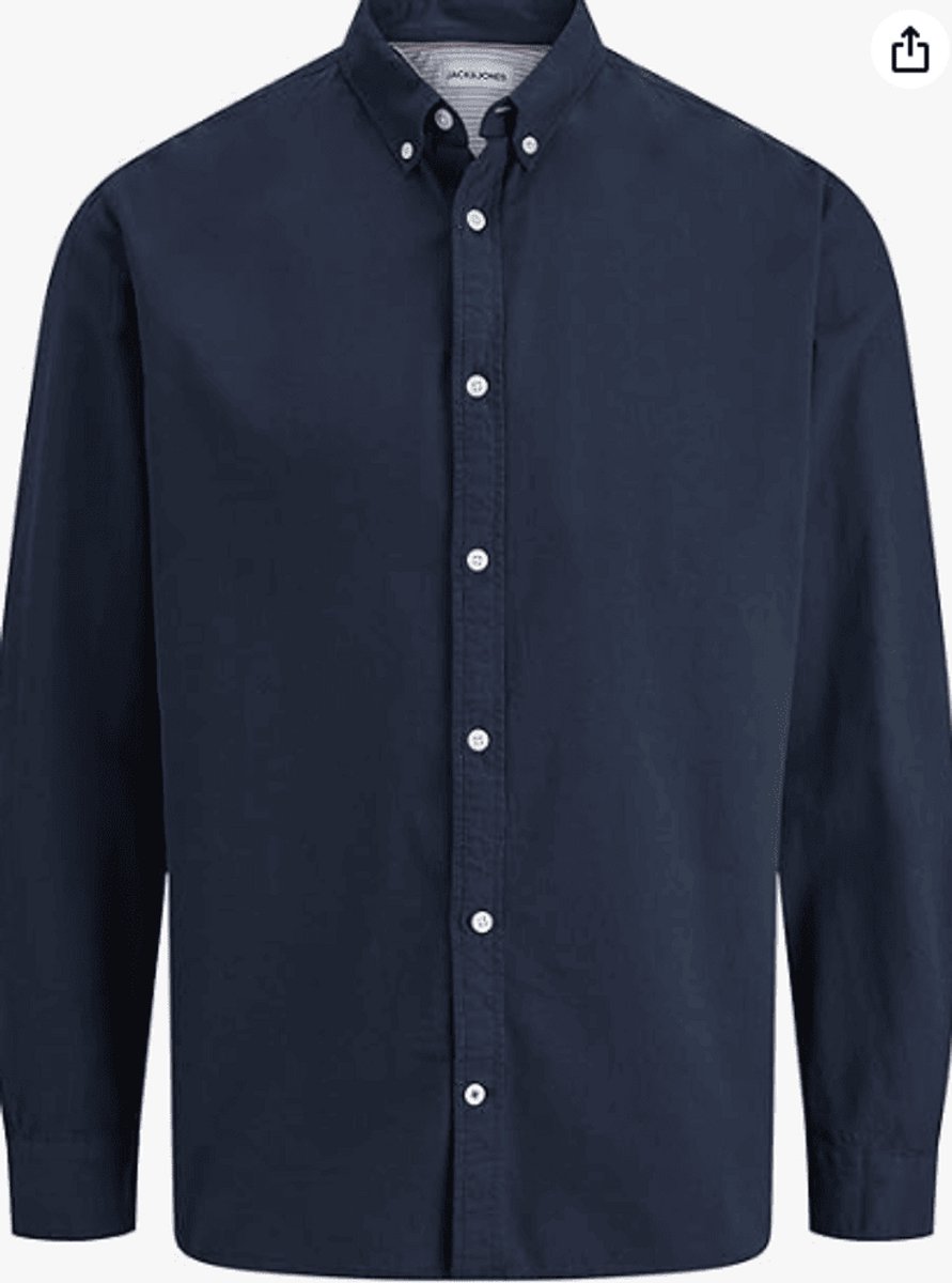 Jack&jones Jjoxford Detail Shirt Ls Navy Blazer | Blauw | Maat: XL