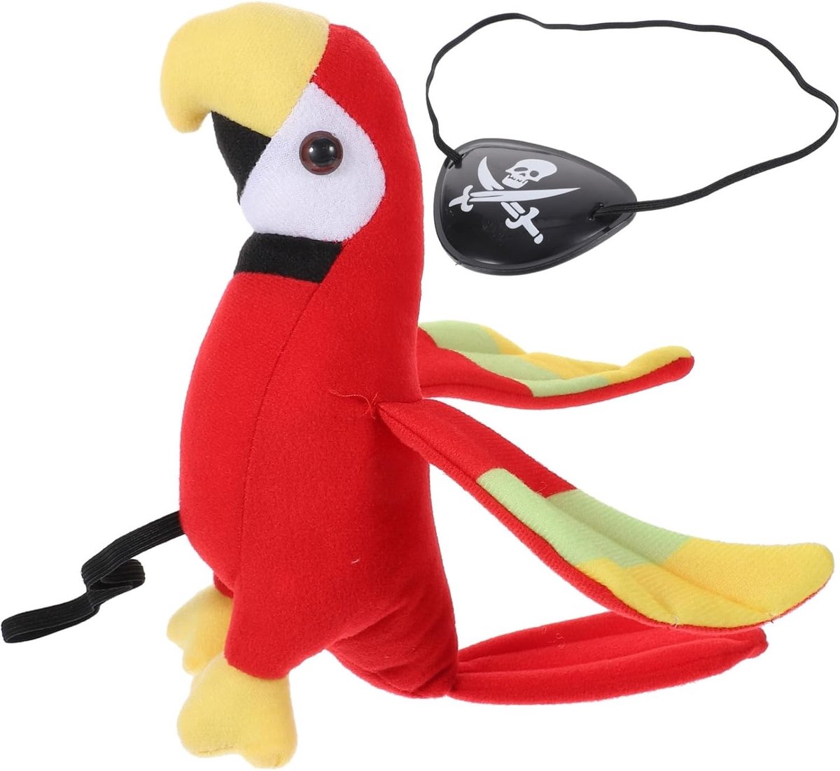Piraten Papegaai Schouder Prop Set met Pluche Papegaai en Ooglapje voor Halloween Kostuum en Feestkleding voor Kinderen en Volwassenen