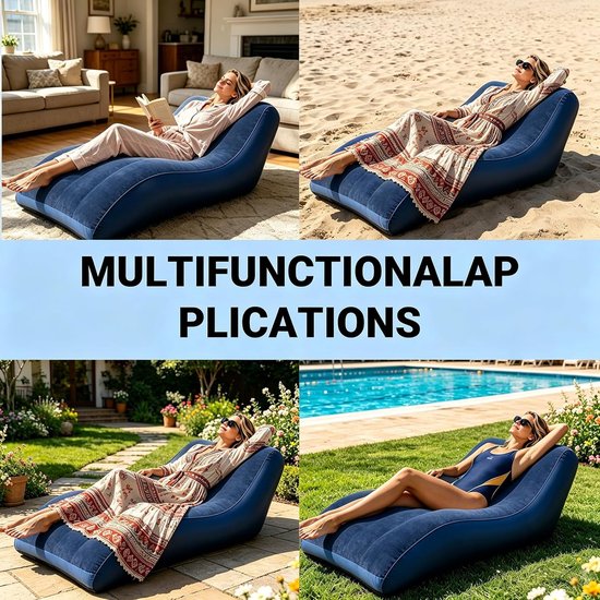 Thijox - Opblaasbare Bank - Waterdichte Luchtbank met Gevlokt Oppervlak - Draagbare Opblaasbare Ligstoel voor Camping, Strand en Outdoor - Inclusief L — afbeelding 5