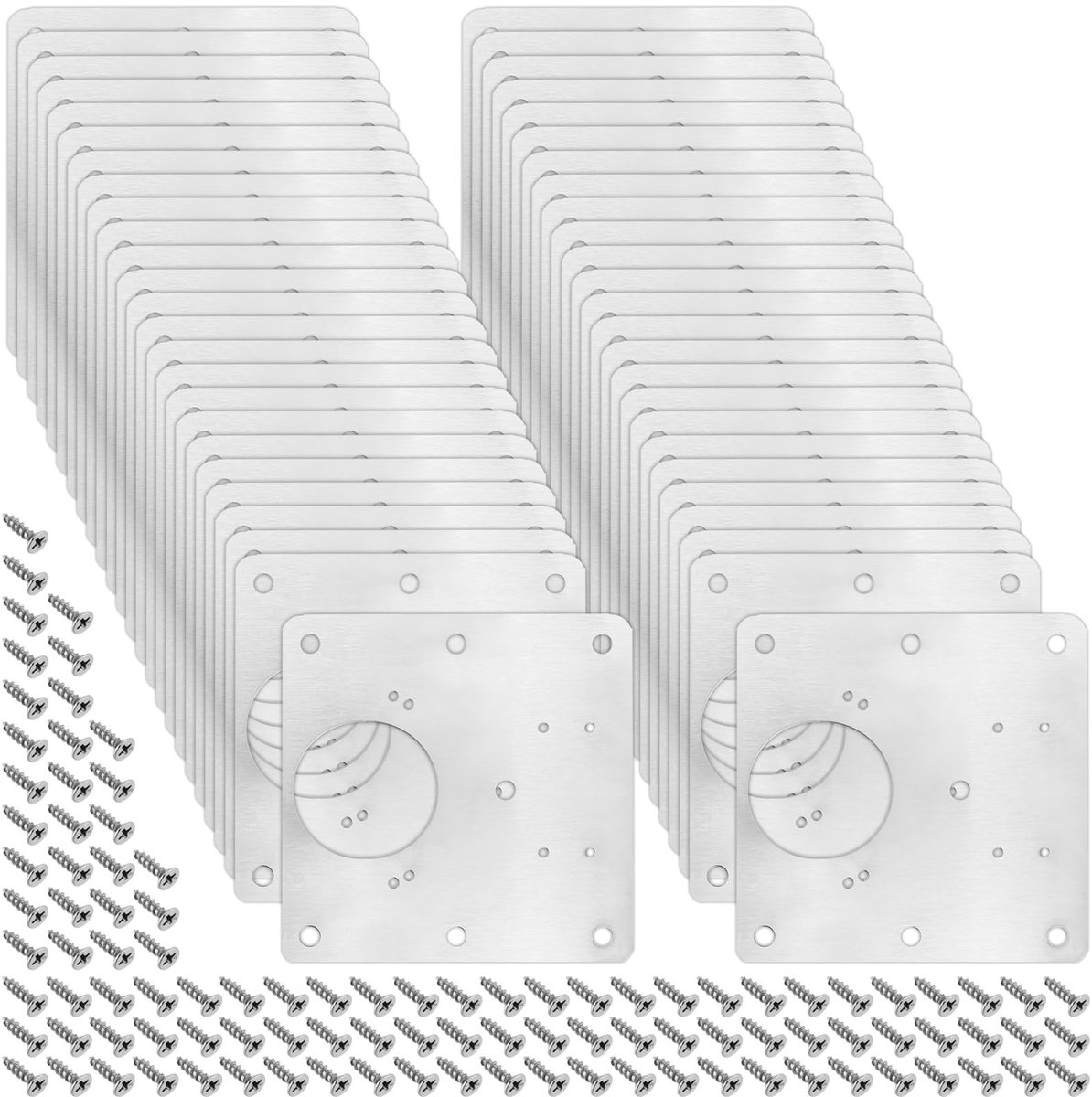 Inovra- Scharnierreparatieplaat 50 Stuks - Roestvrij Staal - Kastdeur Reparatie - Keukenkast Scharnieren - Meubel Reparatie - Inclusief Bevestigingsschroeven - Meubelreparatieplaat