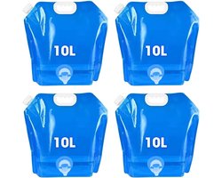 Thijox - 4-delige set 10L opvouwbare waterjerrycan, BPA-vrij drinkwaterkanister met deksel en kraan, flexibele waterzak voor outdoor, camping, wandeli
