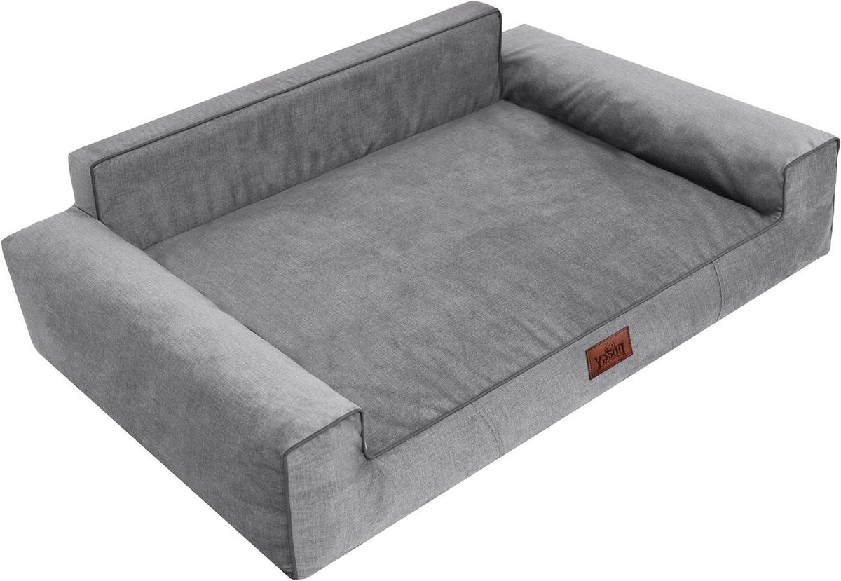 Hondenbed Zacht - Huisdier Mand - Rusten Slapen - Verhoogde Rand - 116 x 78 cm - Grijs