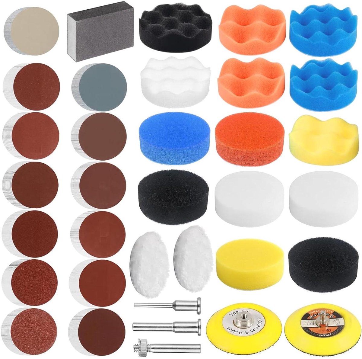 Polijstopzetstuk Set - Schuurpapier & Spons - Oppervlak Bewerken - 152 Delige Kit - Diverse Korrels - Multicolor