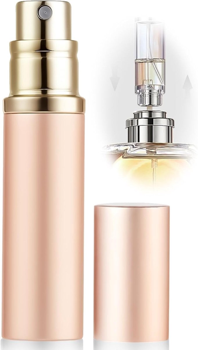 Thijox - Parfumverstuiver 10 ml Navulbaar - Draagbare Reis-Spuitfles - Lekvrij Mini-Formaat - Perfect voor Parfum en Cologne - Roségoud