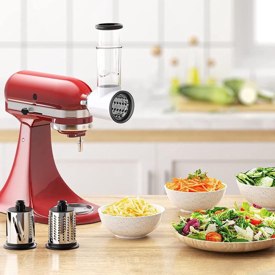 Thijox - Groentesnijder voor KitchenAid Keukenmachine - Snijder Versnipperaar Hulpstuk - Kaasrasp Set - Wit - Keukenaccessoire voor Groenten en Kaas — afbeelding 3