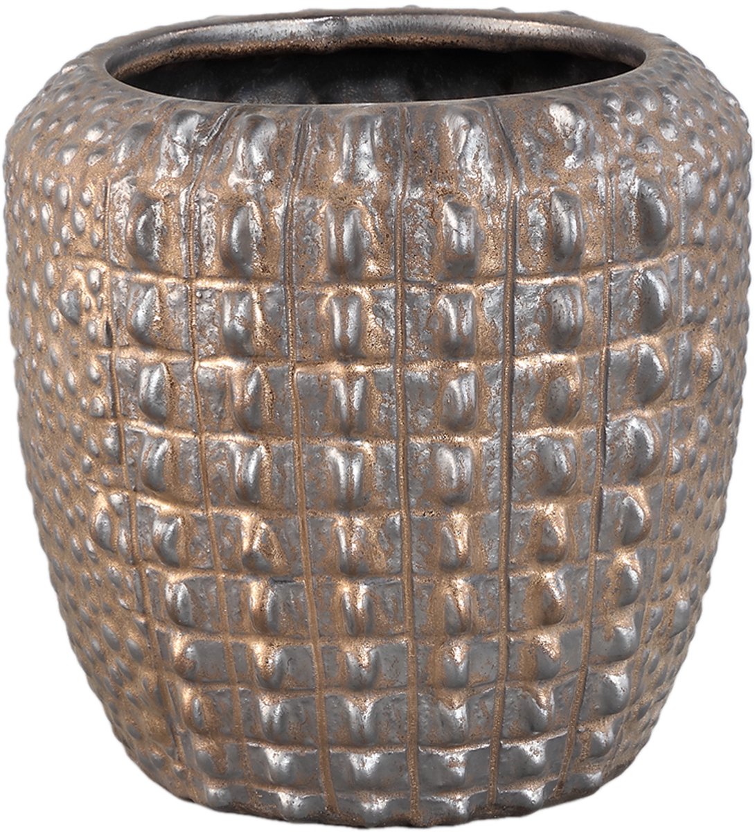 PTMD Crocco Bronze Ceramic Round Pot Croco Pattern S