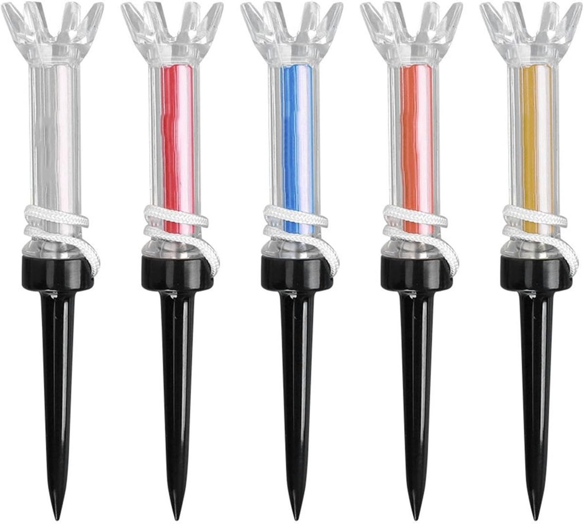 Set van 5 Multicolore Golf Tees van Duurzaam Plastic - Ideaal voor Golftraining en Oefeningen