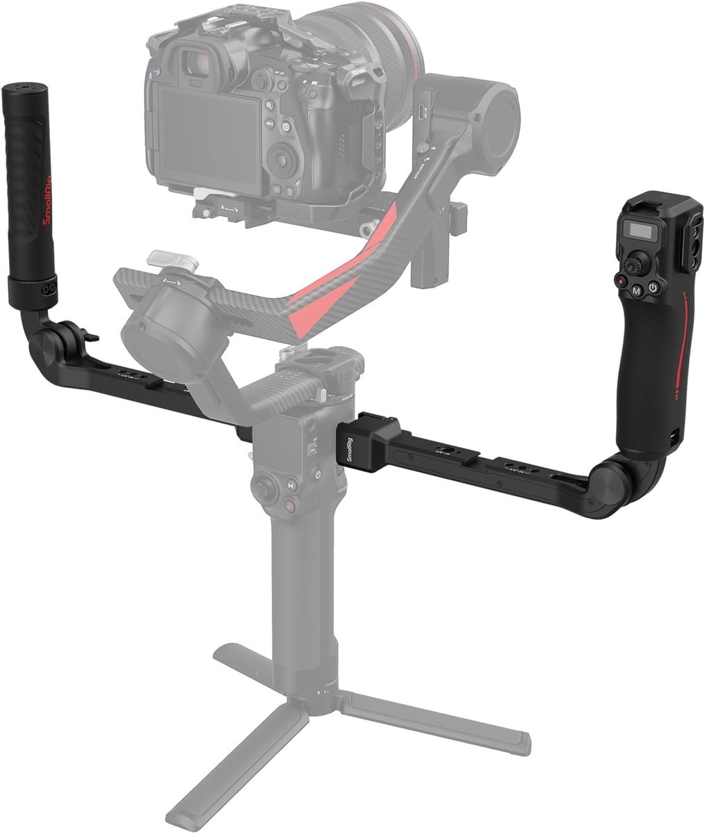 Focus Control Dual Grip voor Gimbal Stabilizer met Joystick, NATO Rail en Mode Switching - Max. Laadvermogen 17,6 lb, Ideaal voor Videoproductie en Filmen