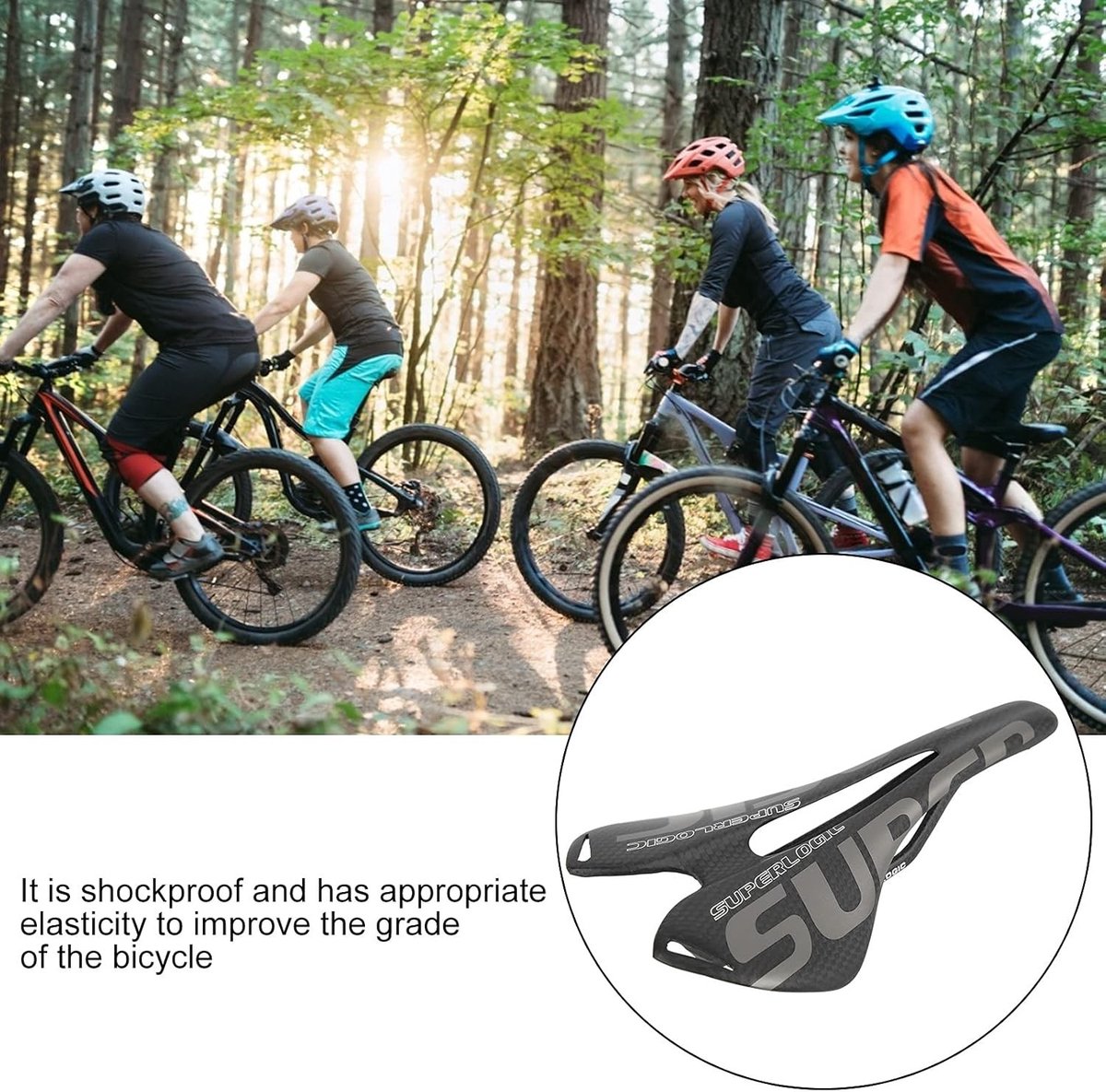 Zadelkussen voor Fietsen van Volledig Carbon, Schokabsorberend en Comfortabel voor Racefietsen en Mountainbikes