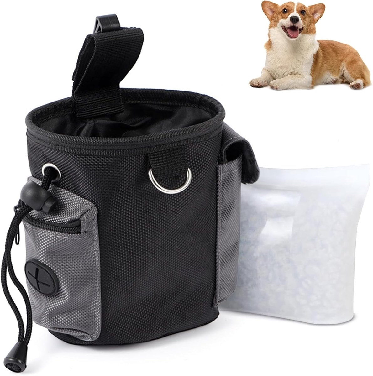Draagbare Voedingszak voor Honden, Ideaal voor Training en Snackopslag, Silicone Binnenzak, Handig en Praktisch