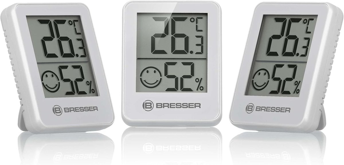 SnelShoppen - Thermometer Hygrometer Set van 3 - Kamerklimaatindicator - Wandmontage - Wit - 4,5 x 1,6 x 5,8 cm - Ideaal voor Thuis, Kantoor en Gezond