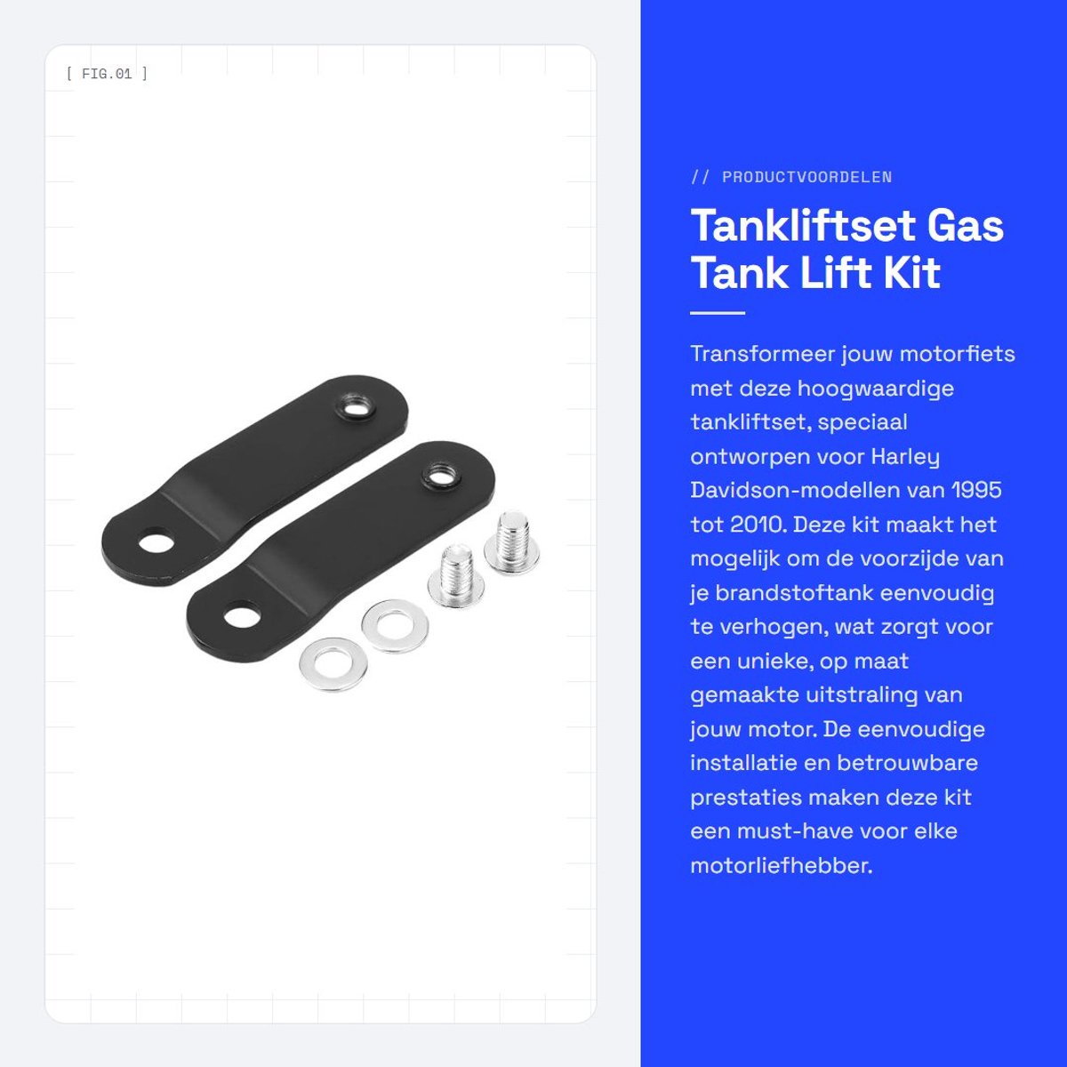 Dailygoods- Tanklift Hoogwaardige Gas Tankliftset - Voortank 2,56 inch - Roestvrij Staal - XL 1995-2010 - Eenvoudig te Bevestigen - Duurzaam en Betrouwbaar - Tankverhoger