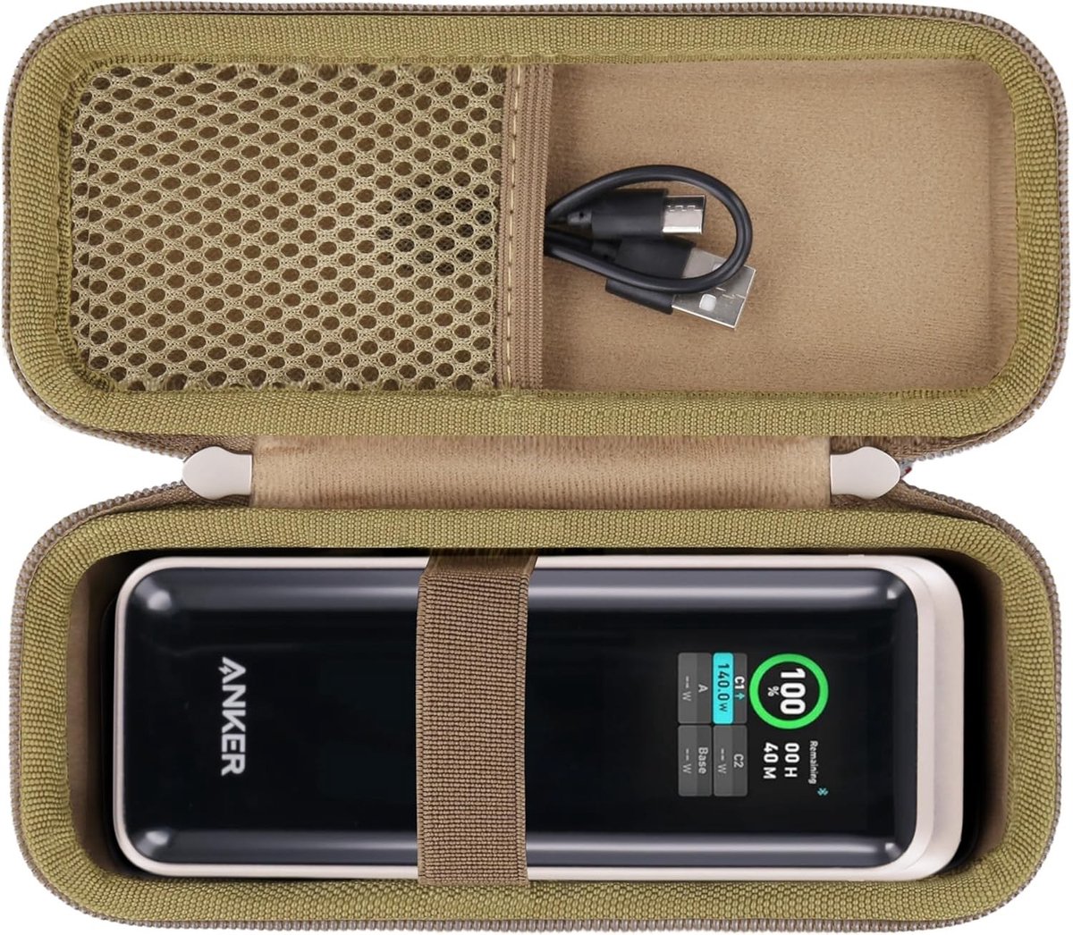 Duurzame Hard Carrying Case voor Powerbank 27.650mAh - Bescherming, Opbergtas en Accessoire in Goud
