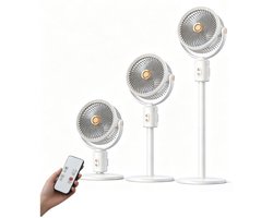 Kraftverdia® Staande Ventilator met Afstandsbediening – Draadloze Oplaadbare Air Circulator – In Hoogte Verstelbaar – 5 Snelheden – Oscillerende Vloerventilator