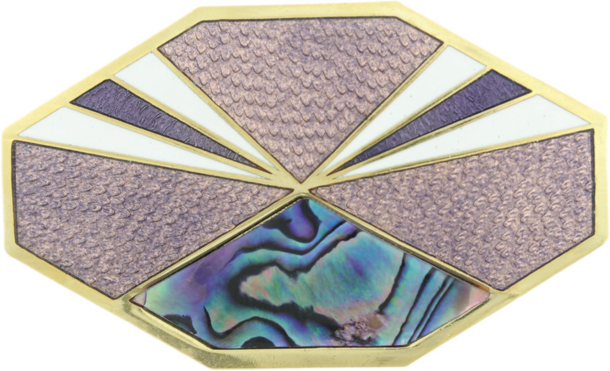 Behave® Dames Broche Paars Emaille Vintage Look | Zeshoekige Statement Broche met Goudkleurige Afwerking