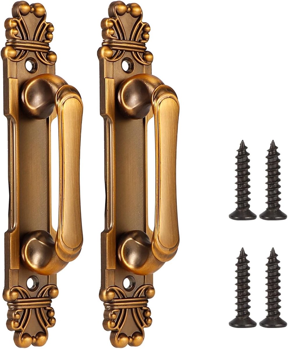 Set van 2 Deurgrepen in Goud, Vintage Antiek Design, Ideaal voor Kasten en Meubels, Hoogwaardige Messing Accessoires
