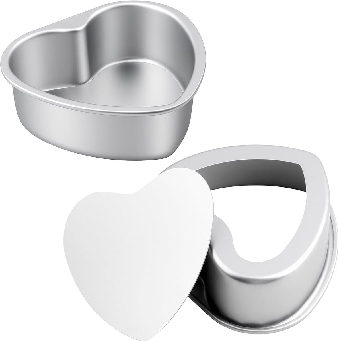 2 Pack 6" Hartvormige Taartvormen met Losse Basis - Diepe Anti-aanbakvormen van Aluminium voor Perfecte Taarten en Gebak