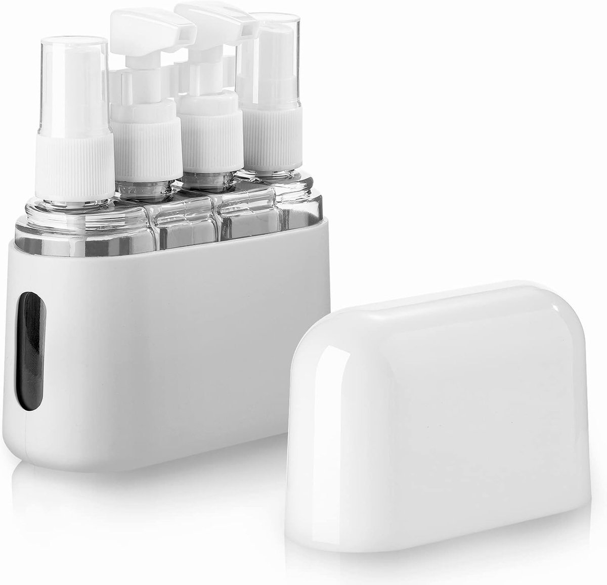 Thijox - Madenia Reisflessenset Toiletartikelen 50 ml - 4 Stuks Lekvrije Vloeistofcontainers voor Cosmetica met Etiketten en Opbergdoos - Ideaal voor