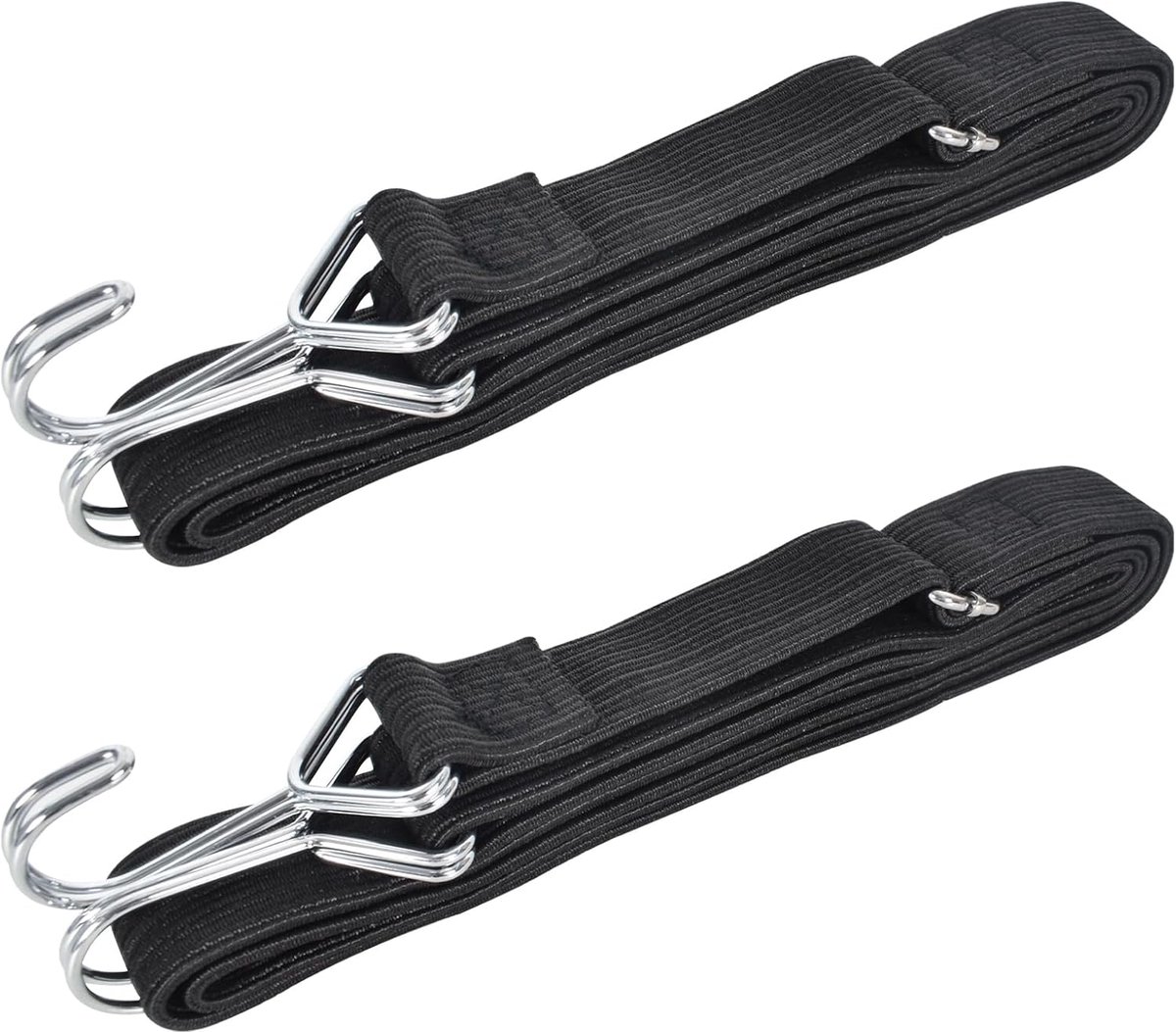 Thijox - 2 stuks platte elastische touwen 60/100/200 cm met haken, multifunctionele bevestigingsriemen voor bagage, fietsen, auto, camping en meer