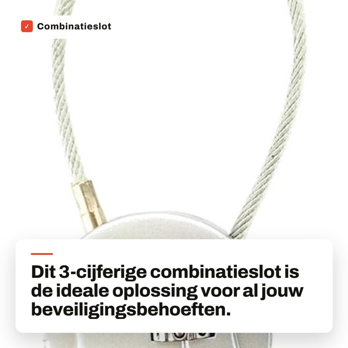 Dailygoods- Combinatieslot 3-cijferig - Hangslot - Waterdicht - Staalkabel - Outdoor - Voor Reiskoffers/Bagage