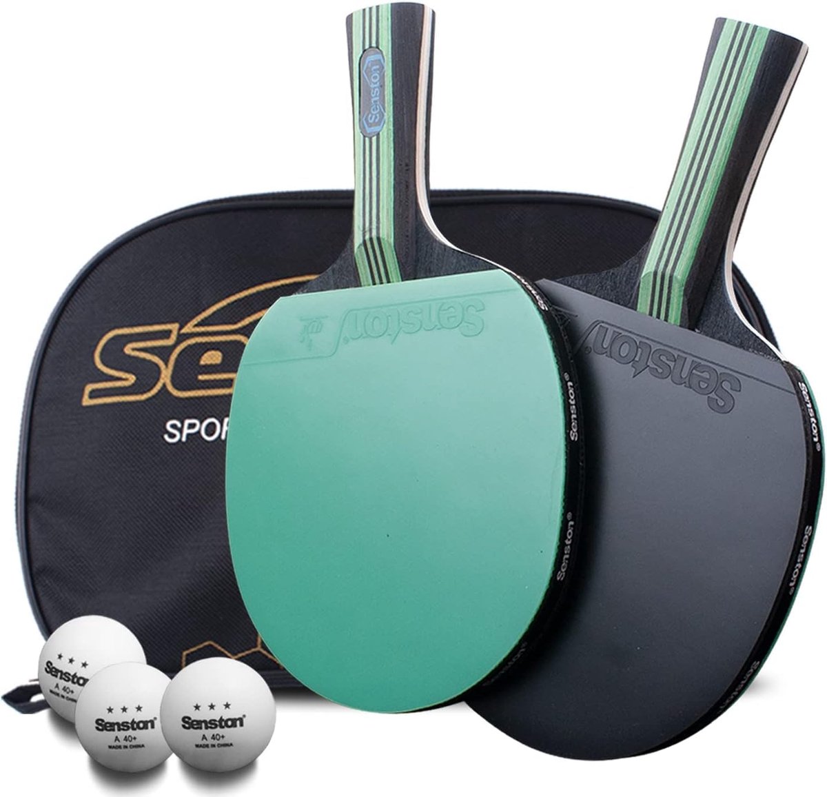 Thijox - Tafeltennisbatjesset 2 Batjes + 3 Ballen + 1 Tas - Beginners & Amateurs - 5-Ply Hout - Ideaal voor Training, Familie-Entertainment, Indoor &