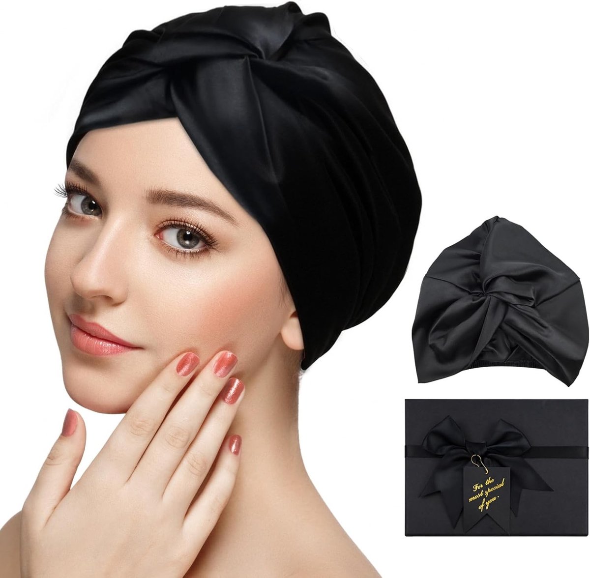 Zijde Slaapmuts voor Dames, Zachte Satijnen Bonnet voor Slaap, Ideaal voor Lang, Steil en Krullend Haar, Comfortabel en Ademend voor een Goede Nachtrust