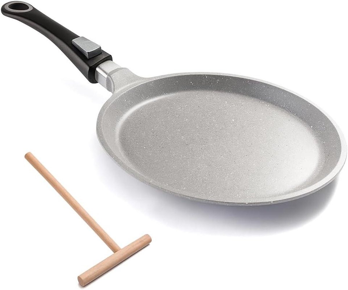 Pannenkoekenpan - Crêpepan koekenpan - Lekker koken - Echte steendeeltjes - 24 cm - Zwart