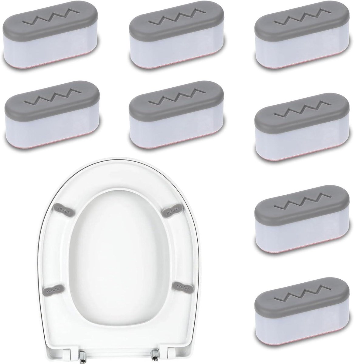 Toilet Zitting Verhogers - Stoel Buffers - Comfort Verhoging - Universele Pasvorm - 8 Stuks - Grijs