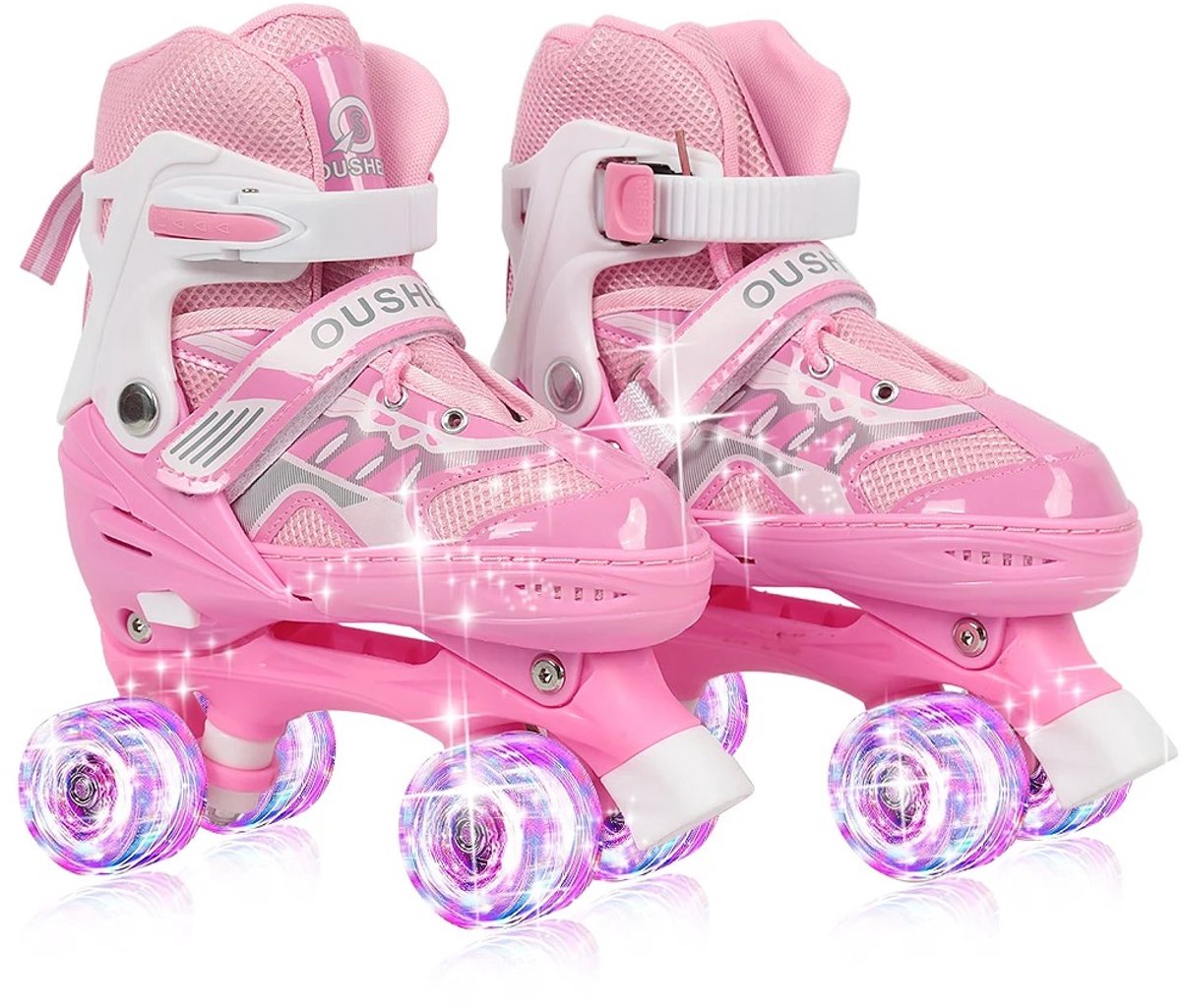 Dailygoods Verstelbare skates, LED-skates met volledig flitsend wiel en verstelbare skates in 5 maten voor meisjes, jong
