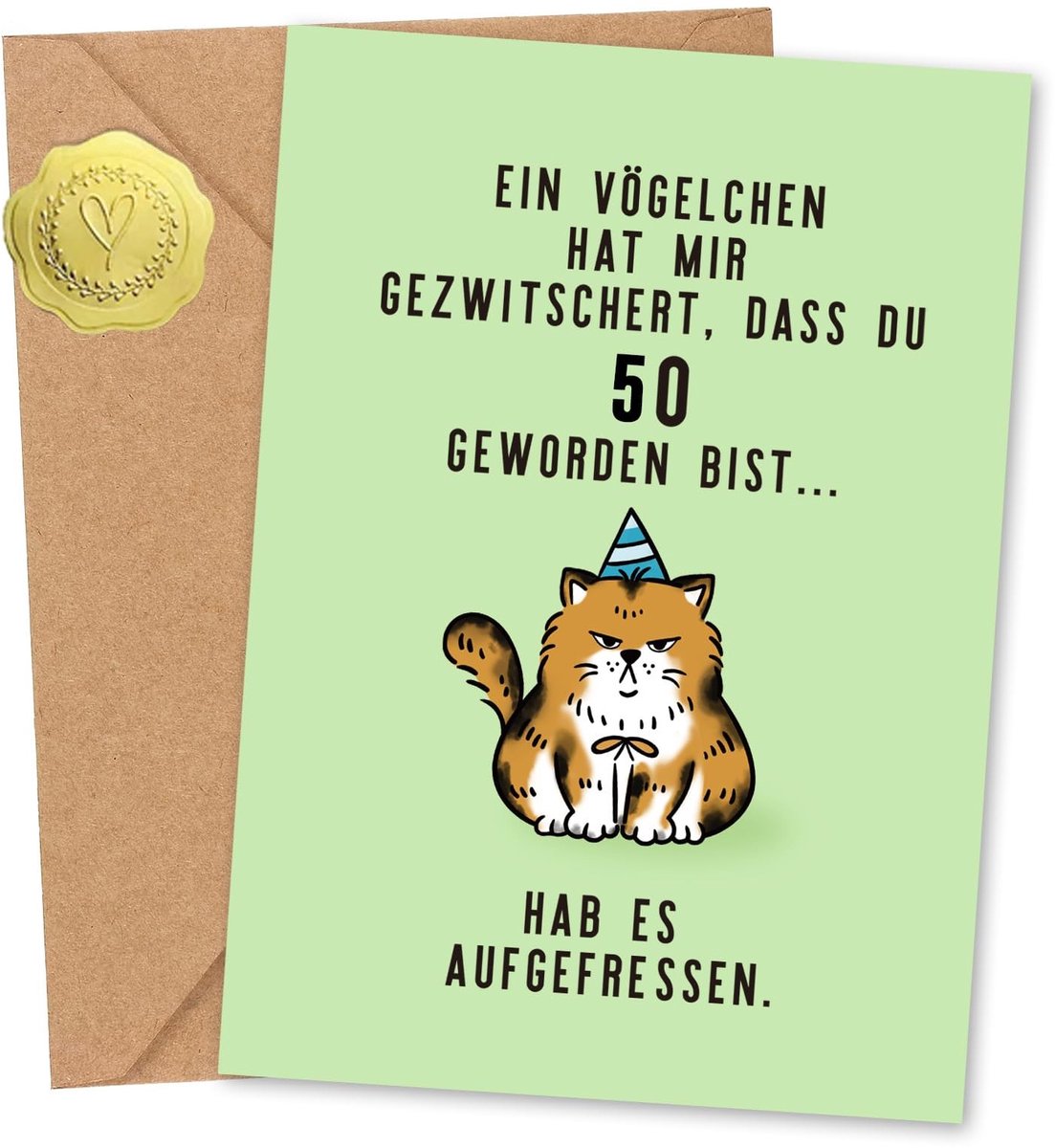 Dailygoods- Verjaardagskaart uniek ontwerp - Verjaardagskaart 50 - Grappige verjaardagskaarten - Cadeau verjaardag vrouw - Verjaardagskaarten met envelop - Formaat 120 x 170 mm - Gefeliciteerd Kaart