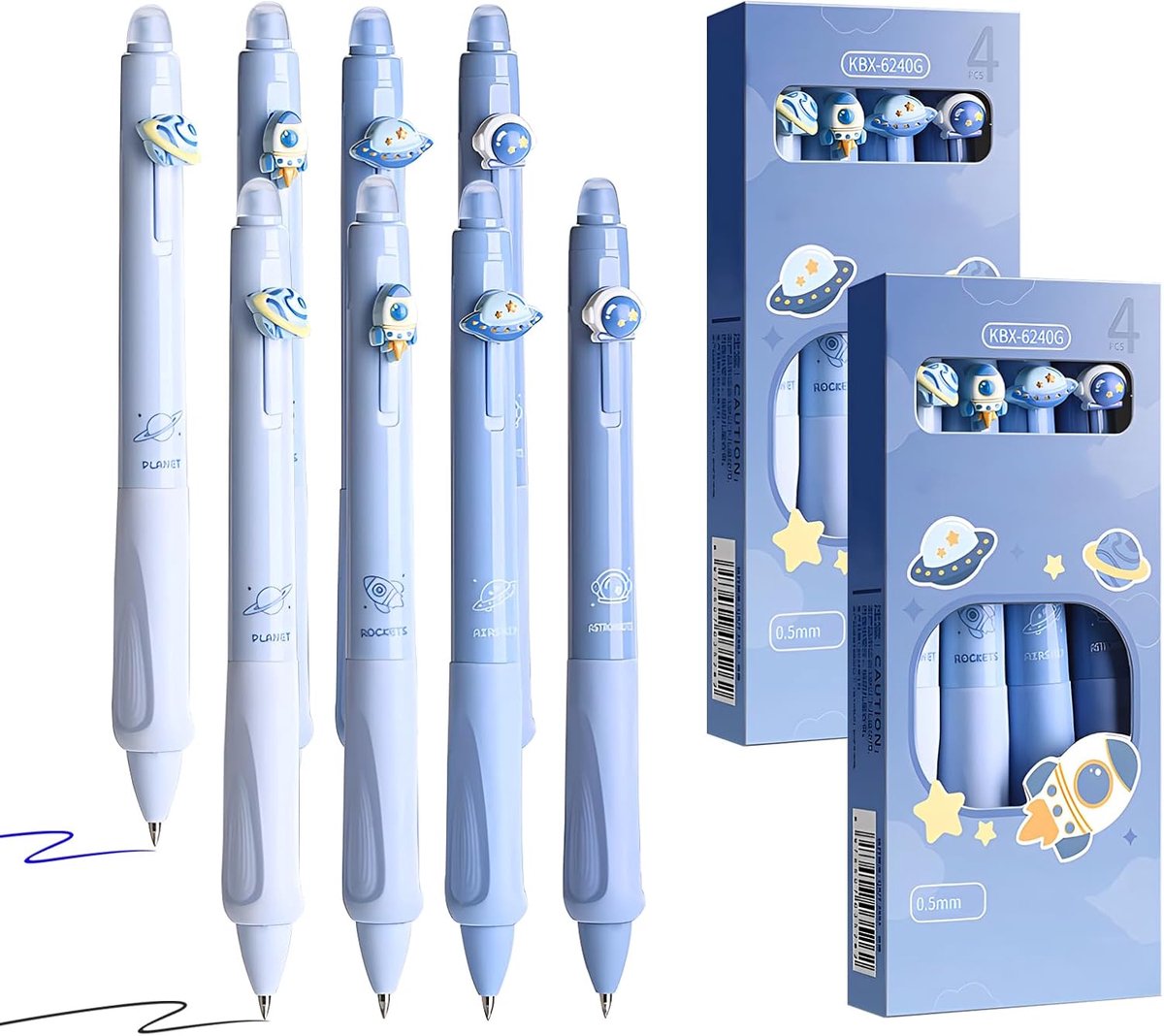 Thijox - 8 Stuks Uitwisbare Pennen - Sneldrogende Balpen met Zwarte en Blauwe Navulling - Perfect voor Studenten en Medewerkers - Ideaal voor School,
