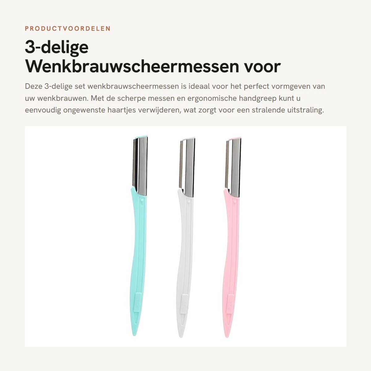 Dailygoods- Wenkbrauwscheermessen 3-delig - Wenkbrauwtrimmer - Gezichtsscheren - Schoonheid - Vrouwen - Precisie snijden
