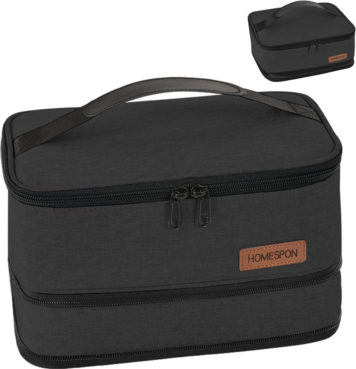 Thijox - Uitbreidbare lunchtas voor mannen, vrouwen en kinderen - Geïsoleerde lunchbox met handvat - Ideaal voor picknicks, werk en school - Zwart