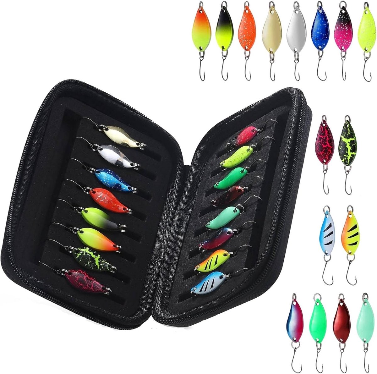 Kunstaas Set - Visaas Hardmetaal - Forel Vissen - Verschillende Gewichten - 16 Stuks - Multicolor