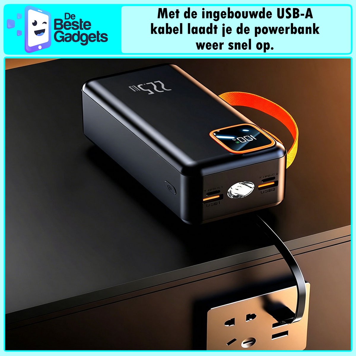 Visionnet Powerbank 60.000mAh met 4 Ingebouwde Kabels - afbeelding 3