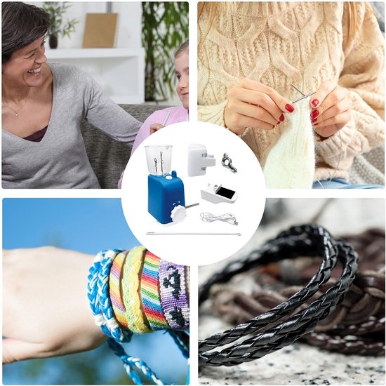 Elektrische vlechtmachine - Sieraden maken - Armbanden weven - Automatische rotatie - 145 x 11 cm - Blauw — afbeelding 2