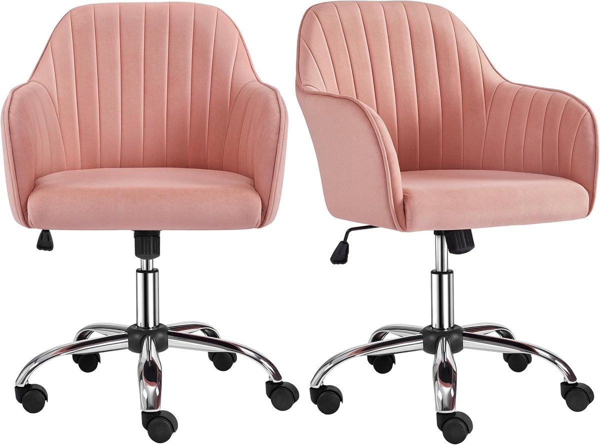 Bureaustoel Set - Draaistoel Kantoor - Comfortabel Werken - In hoogte verstelbaar - 2 stuks - Roze