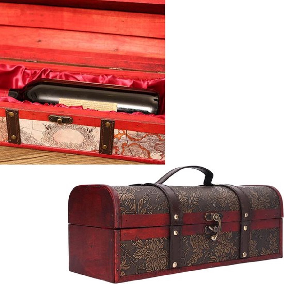 Vintage houten flessendoos met retro-stijl