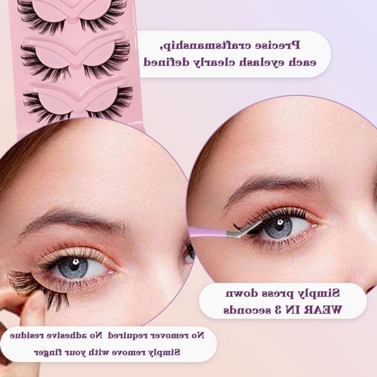 Valse Wimpers voor Fox Eye Look, 5 Paar Dikke en Krullende Wimpers, Ideaal voor Beginners, 8-12 mm Lengte