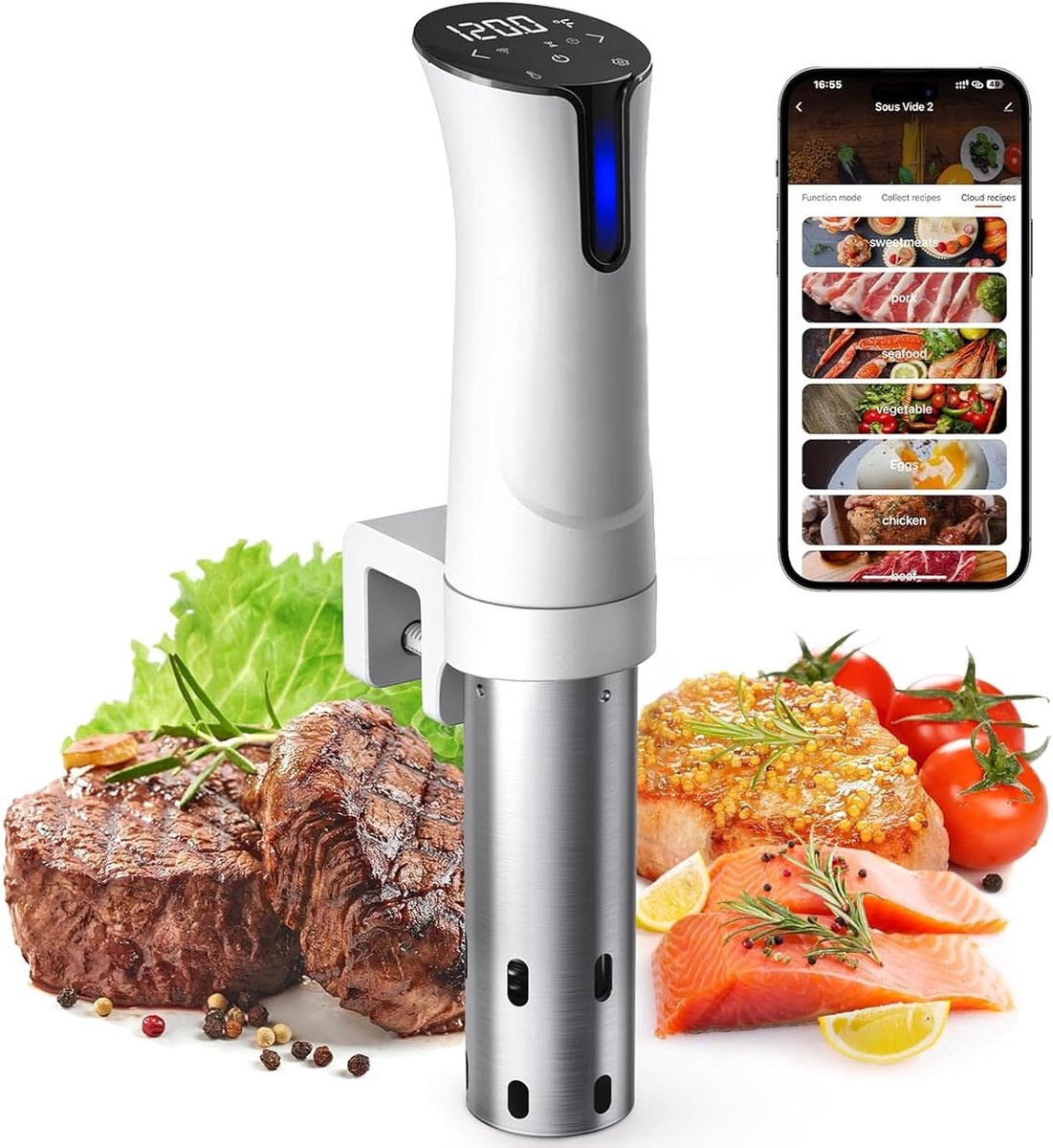 Sous-vide apparaat - Wateroven Kooktoestel - Precisie Koken - Ultrastil Snel Opwarmend - 12L Capaciteit - Wit
