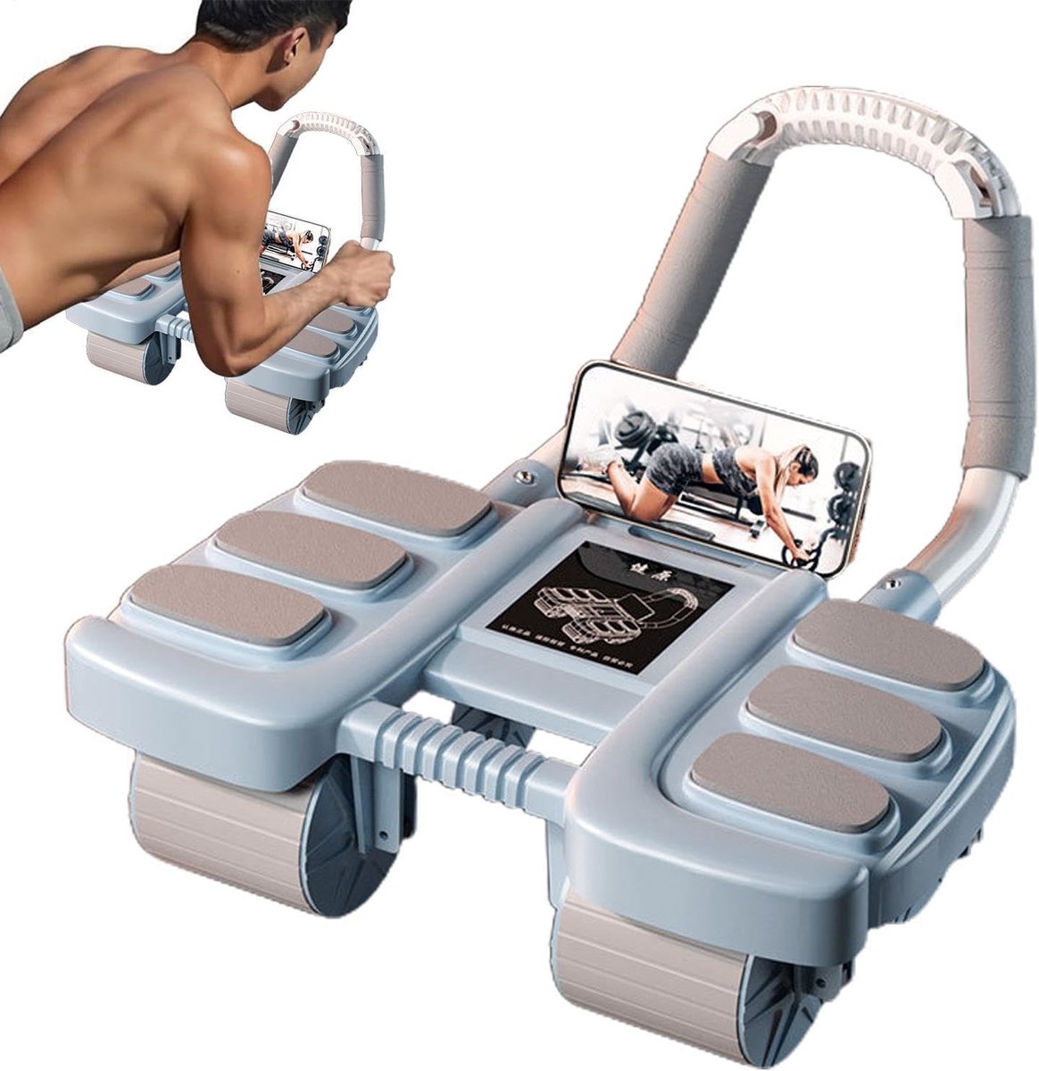 Buikspierwiel - Fitnesswiel - Core Training - Automatische Rebound - 35x36x24cm - Blauw