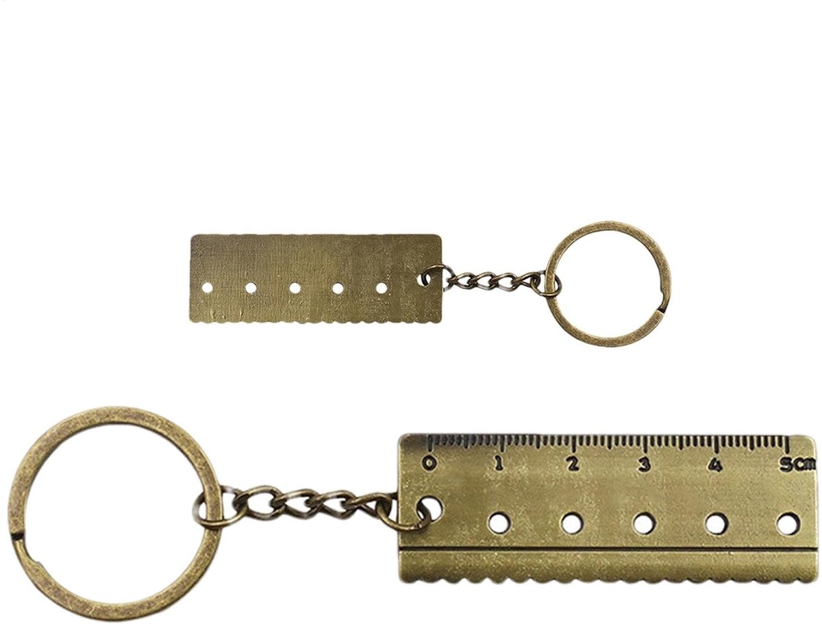 Sleutelhanger Liniaal - Meetgereedschap - Snel Meten - Lichtgewicht Draagbaar - 11.2 cm - Zilverkleurig