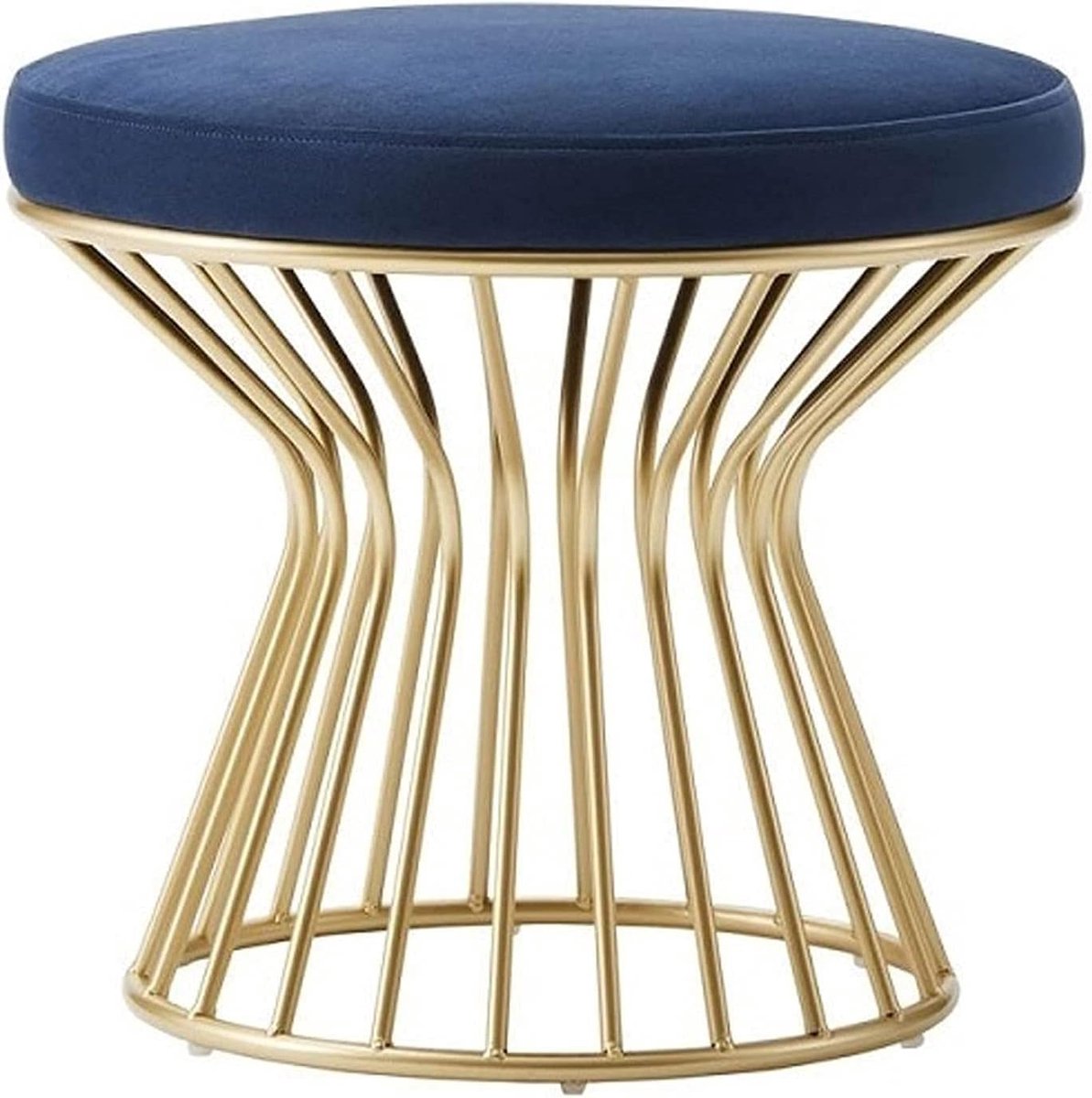 Ronde Poef - Voetenbankje Zithoek - Ontspannen Zitten - Antislip Onderkant - 30cm Hoog - Blauw